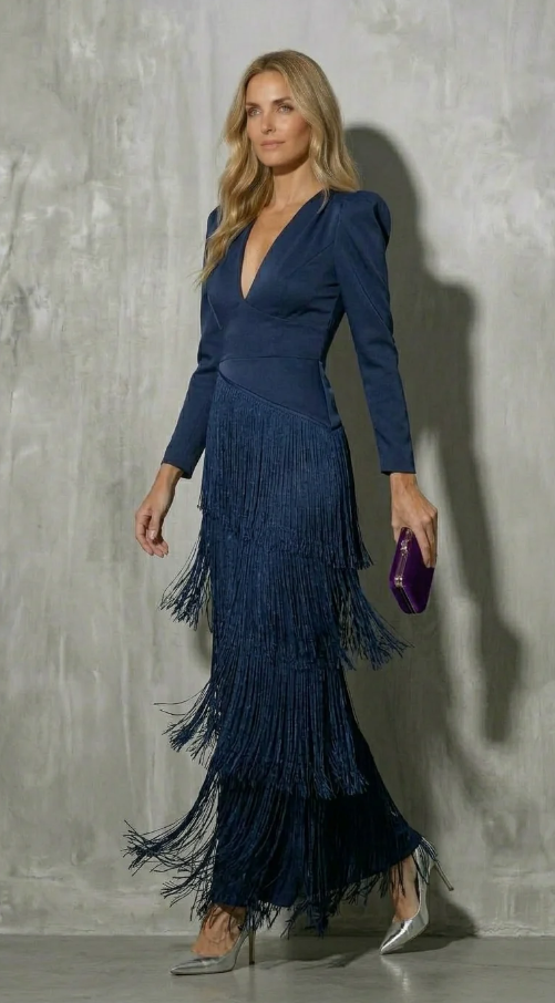 Clara™ Vestido elegante de flecos con mangas