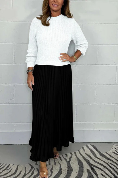 Claudia - Vestido maxi con jersey y falda plisada