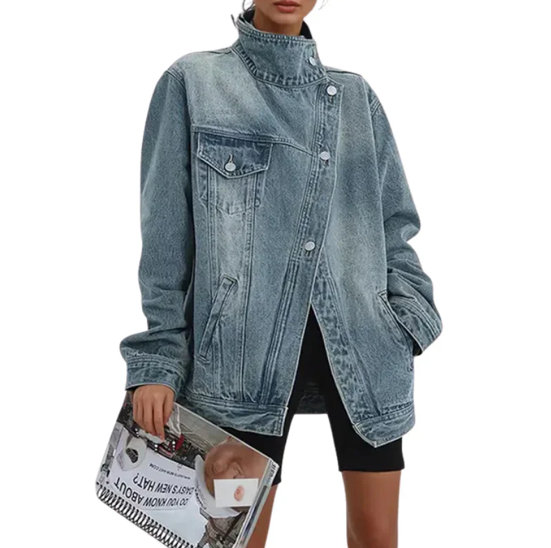 Mónica - Chaqueta asimétrica urbana con botones