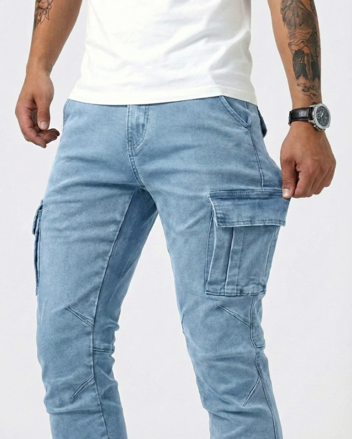 Pantalón Cargo Marino Elástico