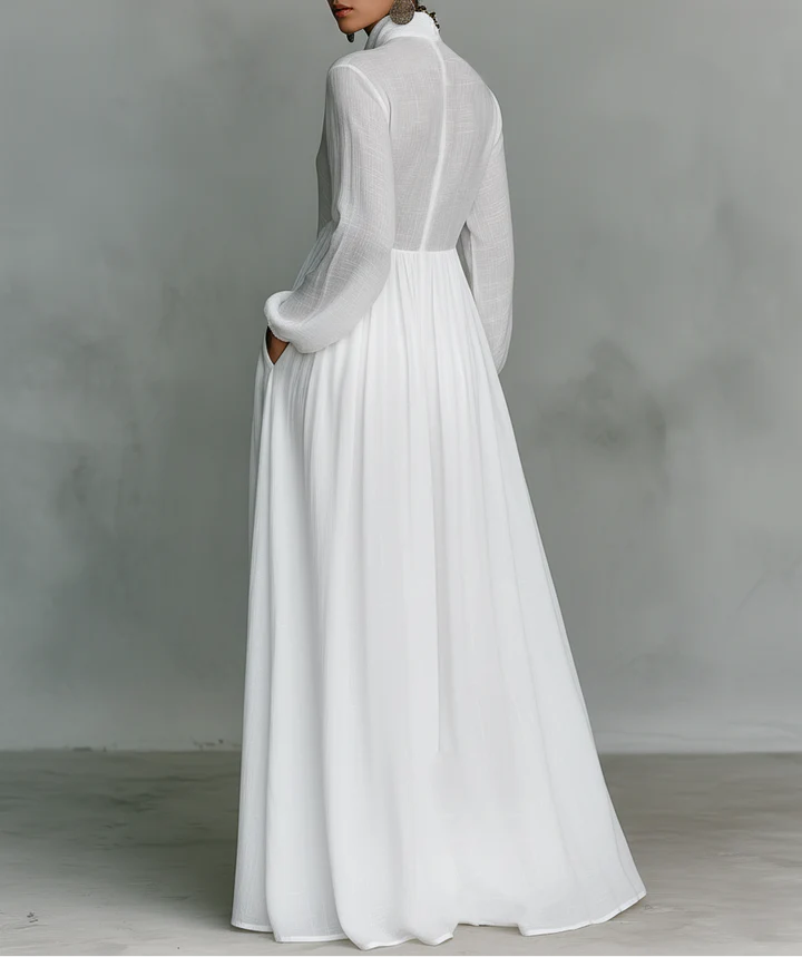 Ginevra - Vestido Blanco de algodón y lino