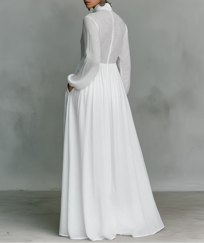 Ginevra - Vestido Blanco de algodón y lino