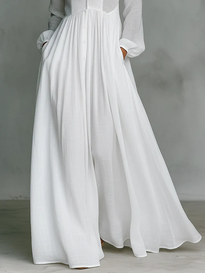 Ginevra - Vestido Blanco de algodón y lino