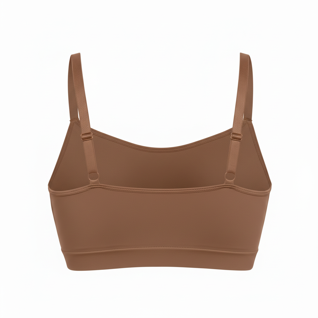 Top deportivo marrón cacao - trasera ghost mannequin