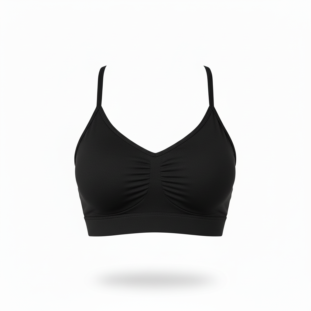 Top deportivo negro con tirantes rectos - fondo blanco