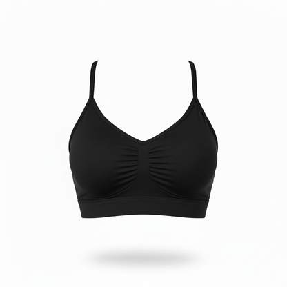 Top deportivo negro con tirantes rectos - fondo blanco
