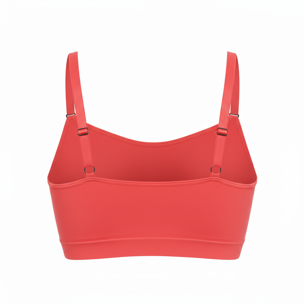 Top deportivo rojo coral - trasera ghost mannequin
