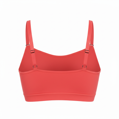 Top deportivo rojo coral - trasera ghost mannequin