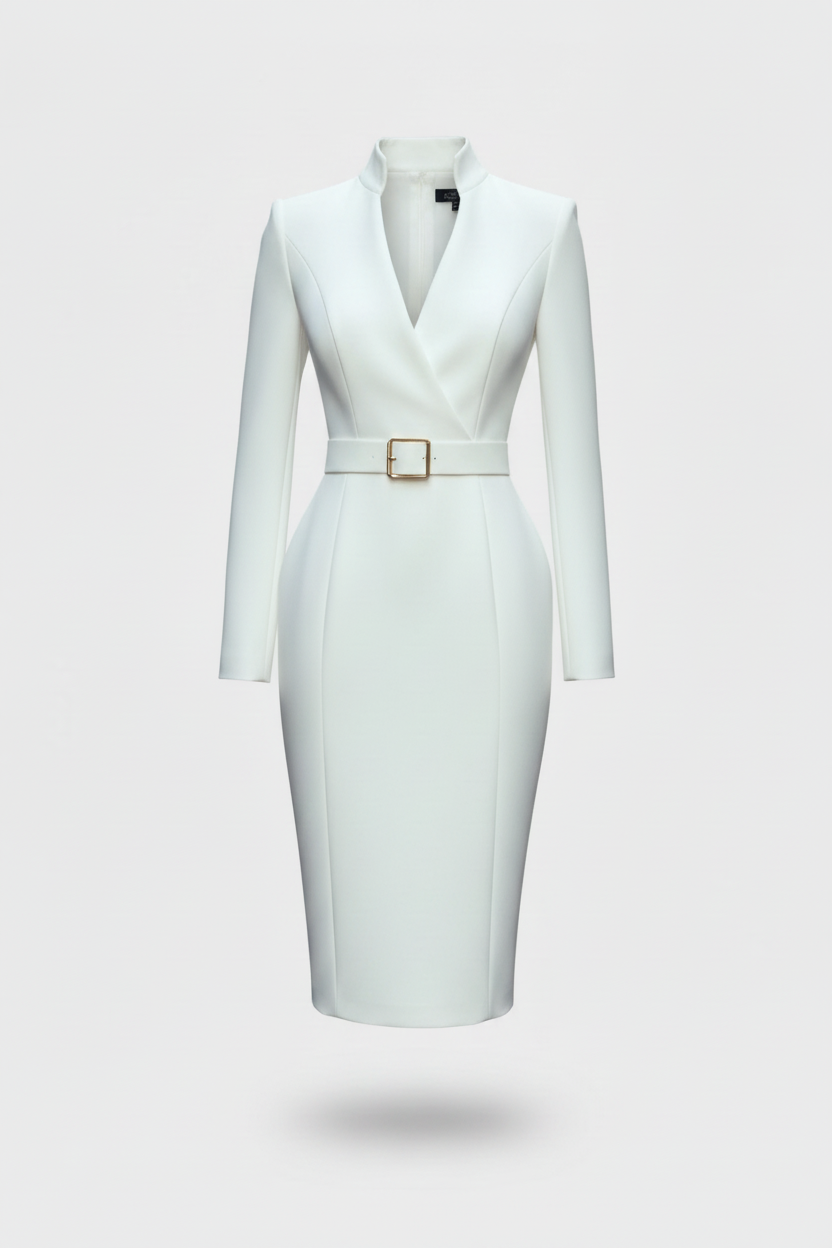 Vestido blanco - recto, brazos rectos