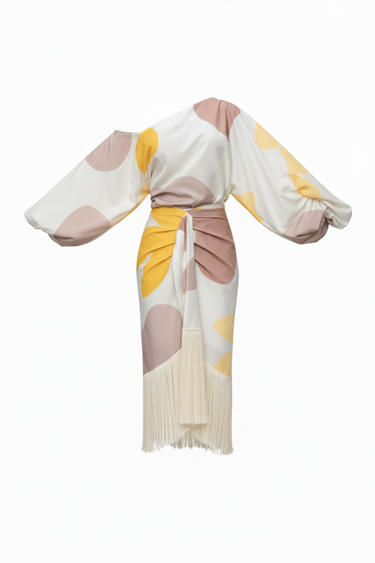 Vestido con mangas completas - fondo blanco